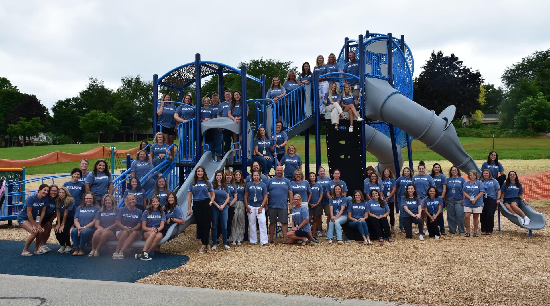 Parkview community at the new playground funded by the Dad's Club
